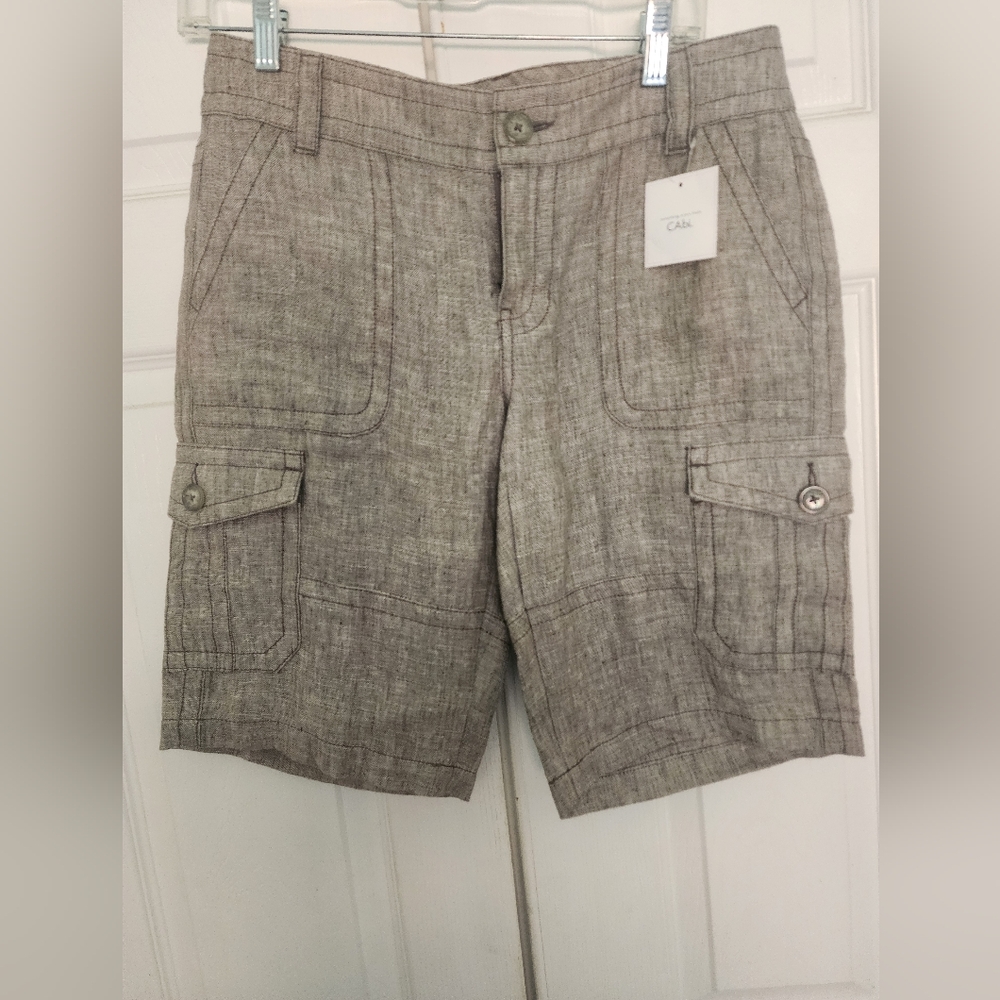 Cabi Women's Dressy Cargo Bermuda Shorts with Pockets Size 4 - Tan Taupe Brown